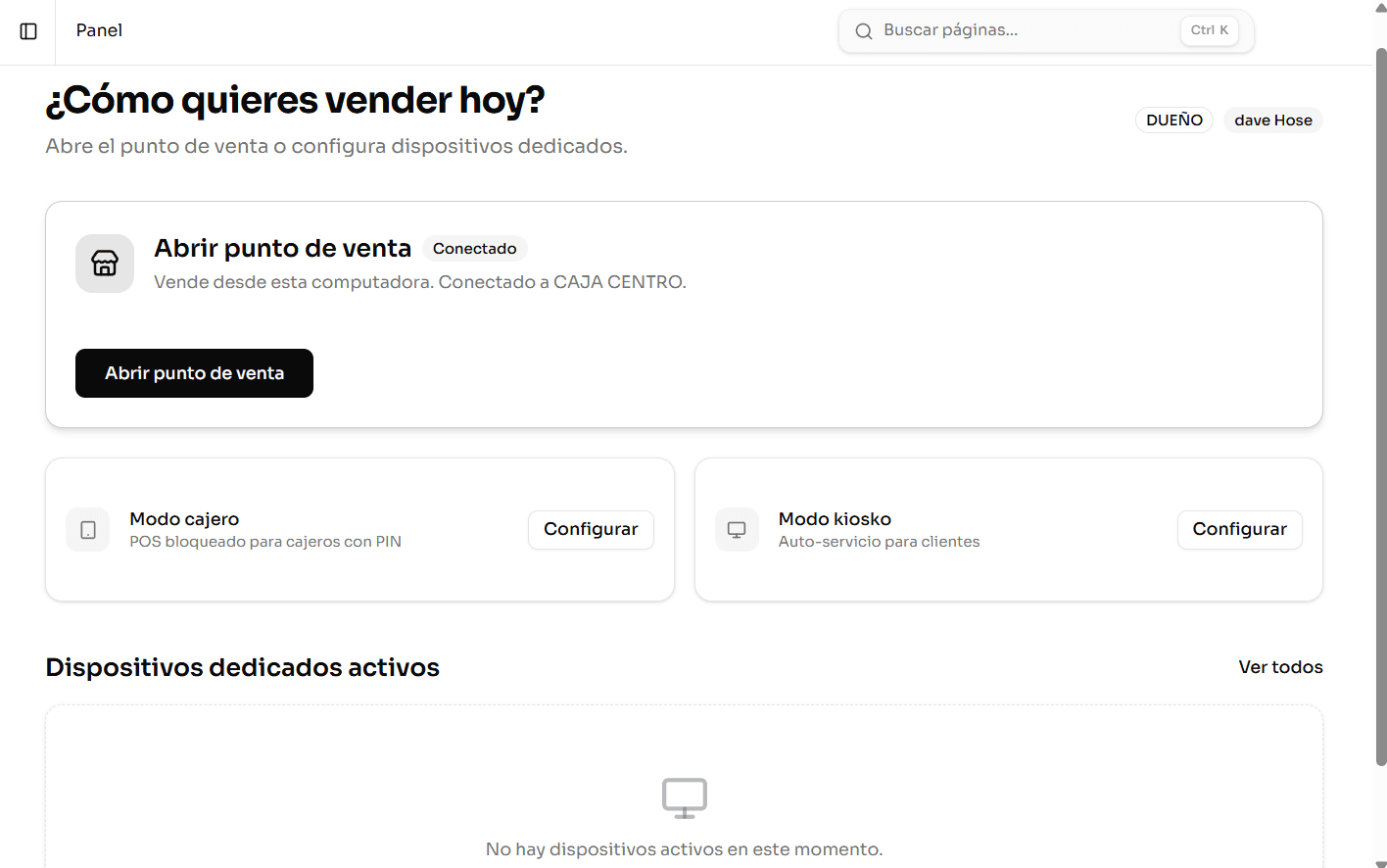 Pantalla de cobro de Orbita POS
